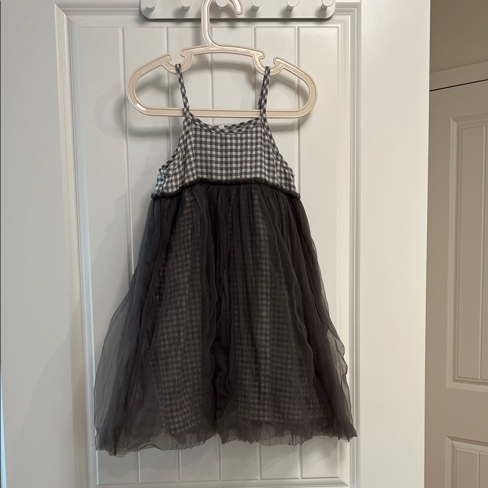 Charming Black and White Gingham Kids Dress